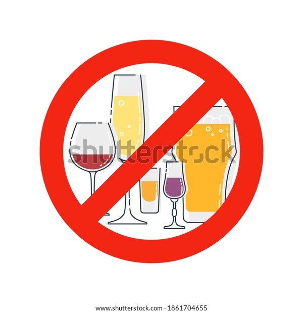 Prohibition Alcohol Sign No Glassware Red Stock Vector (Royalty Free ...