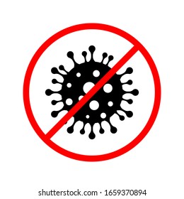 prohibition of bacterial or viral icons on a white background