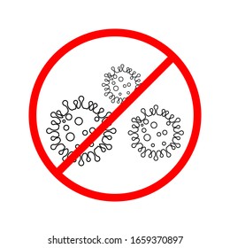 prohibition of bacterial or viral icons on a white background