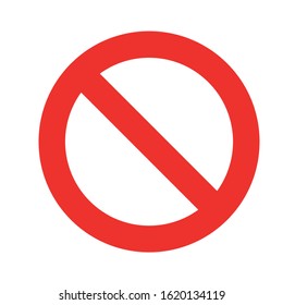 Prohibition or ban sign. Red strikethrough circle. Simple flat vector icon.