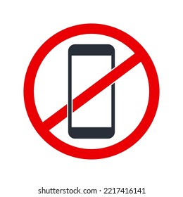 Prohibition and ban of usage of modern digital device, mobile communications. Harmful impact. Vector linear icon isolated on white background.