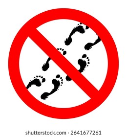 Prohibition barefoot in toilet go icon sign, hygiene in toilet, prohibition and forbidden, inappropriate and banned, rule room sanitary
