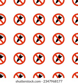 signo de bomba de prohibición, patrón sin soldadura, ilustración vectorial