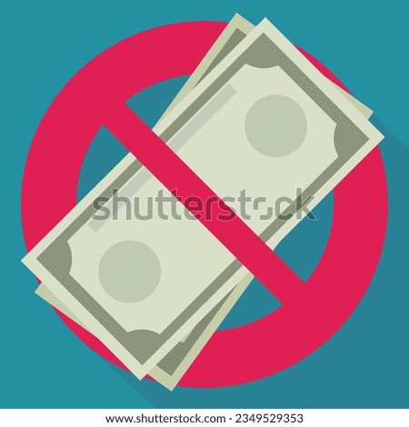 Prohibition of cash payment in dollars (flat design)