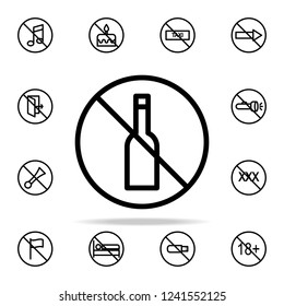 prohibition of champagne icon. Ban icons universal set for web and mobile