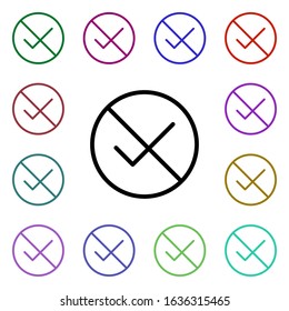 Prohibition check multi color style icon. Simple thin line, outline vector of ban icons for ui and ux, website or mobile application