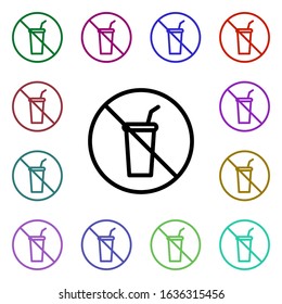 Prohibition of coffee multi color style icon. Simple thin line, outline vector of ban icons for ui and ux, website or mobile application