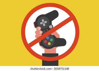 prohibición de juegos de ordenador para niños. ilustración vectorial plana.