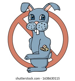 prohibition cool cartoon easter bunny with easter eggs tattoo. white background isolated stock vector illustration
