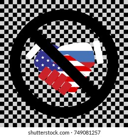 Prohibition of cooperation America and Russia. No friendship, vector not finance deal illustration