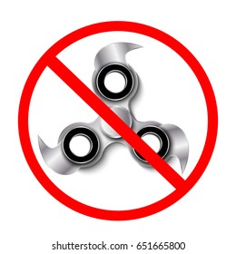 Prohibition dangerous Hand spinning machine. Vector illustration