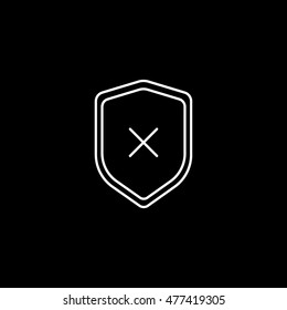 Prohibition Delete Remove Line Icon On Black Background
