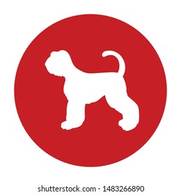 Prohibition dog red circle sign. Breed schnauzer. Vector illustration isolated on white background.