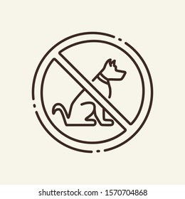 Prohibition of dogs thin line icon. No animals, circular warning, store entrance isolated outline sign. Artificial intelligence concept. Vector illustration symbol element for web design and apps