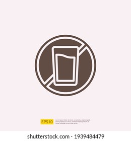 prohibition drink during fasting silhouette glyph solid icon for Muslim and Ramadan theme concept. Vector illustration