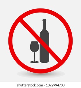 Prohibition drinking alcoholic beverages vector icon. Prohibiting icon of alcohol. Layers grouped for easy editing illustration.