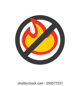 Prohibition of fire. fire and not allowed symbol
