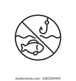 Fishing hook and fish line icon linear style sign Vector Image