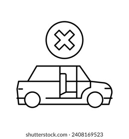 prohibition to get in stranger car line icon vector. prohibition to get in stranger car sign. isolated contour symbol black illustration