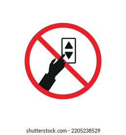 Prohibition Of Human Hand Pressing The Elevator Call Button. Avoid The Skin To Surface Contact In Public Place. Avoid Touching The Lift Button. Eps 10