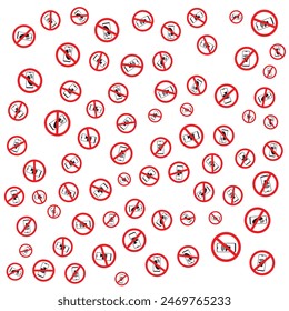 Prohibition icon in design pattern with various shapes