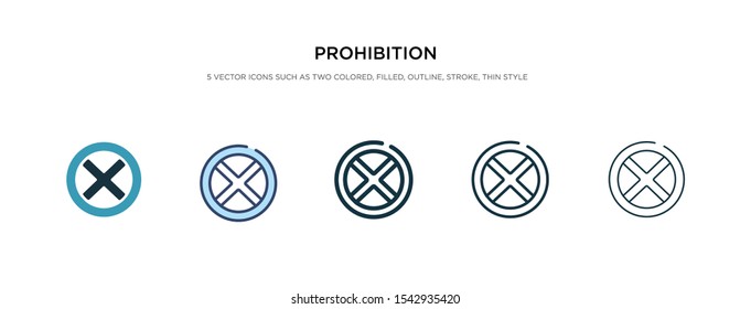 prohibition icon in different style vector illustration. two colored and black prohibition vector icons designed in filled, outline, line and stroke style can be used for web, mobile, ui