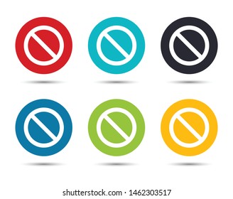 Prohibition icon flat round button set illustration design isolated on white background