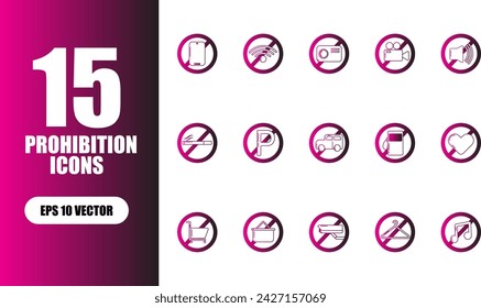 Prohibition Icon Illustration Collection Set
