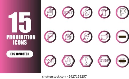 Prohibition Icon Illustration Collection Set