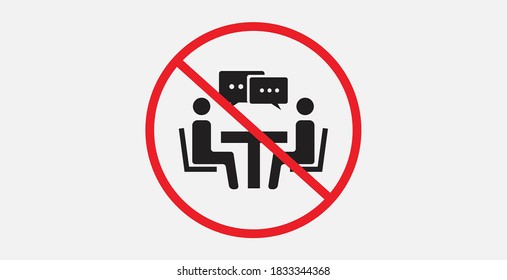 Prohibition icon. Negative, No icon. Forbidden sign. No talking sign. Stop talking. Put off the conversation. No crowd.