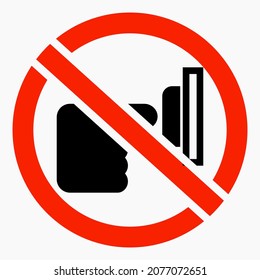 Prohibition icon to press the button. Do not touch.Commercial line vector icon for websites and mobile minimalistic flat design.