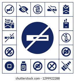  prohibition icon set. 17 filled prohibition icons.  Simple modern icons about  - No smoking, Cigarette, No phone, Cigarettes, No alcohol, photo, Stop, Blind, Alcohol, food