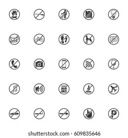  prohibition icon set