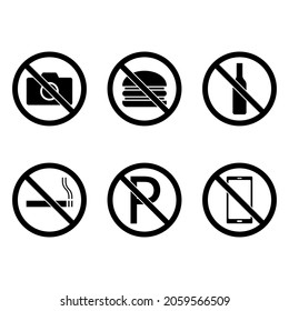 Prohibition icon set for apps and web sites
