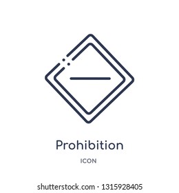 prohibition icon from signs outline collection. Thin line prohibition icon isolated on white background.