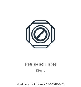Prohibition icon vector. Trendy flat prohibition icon from signs collection isolated on white background. Vector illustration can be used for web and mobile graphic design, logo, eps10