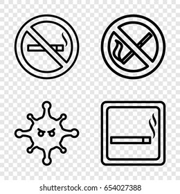 Prohibition icons set. set of 4 prohibition outline icons such as smoking area, no smoking