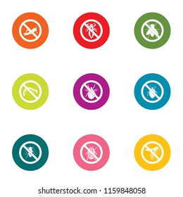 Prohibition icons set. Flat set of 9 prohibition vector icons for web isolated on white background