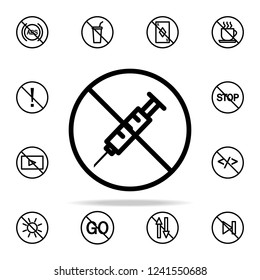 prohibition of injection icon. Ban icons universal set for web and mobile