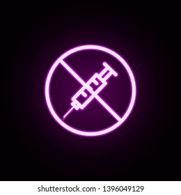 prohibition of injection neon icon. Elements of ban set. Simple icon for websites, web design, mobile app, info graphics