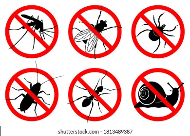 Prohibition Insects Signs No Mosquitoes Flies Stock Vector (Royalty ...