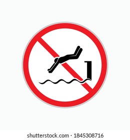 Icono: No salte al agua. Símbolo Sin Salto - Vector. 