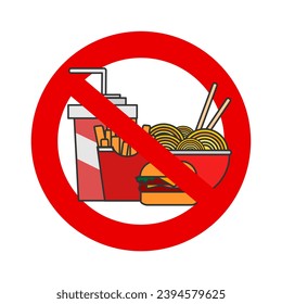 Prohibition of Junk food isolated white background