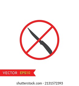 Icono de vector de cuchillo de prohibición