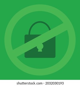Prohibition of lock icon vector isolated