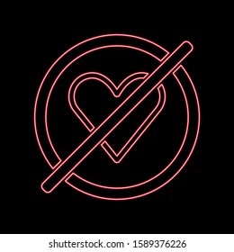 the prohibition of love neon icon. Elements of ban set. Simple icon for websites, web design, mobile app, info graphics