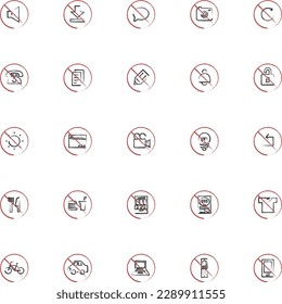 Prohibition mark business illustration icon set brush writing