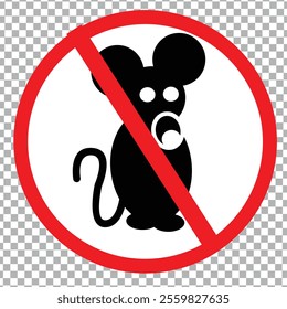 prohibition mouse sign vector red color illustrator
