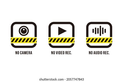 prohibition no camera, no video, no recording, vector  icon illustration