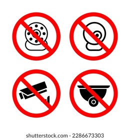 prohibition no CCTV, Security Camera icon set illustration on white background..eps